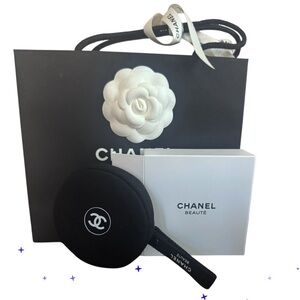 CHANEL BEAUTE BLACK CANVAS MONOGRAM COIN PURSE BOX BAG RIBBON